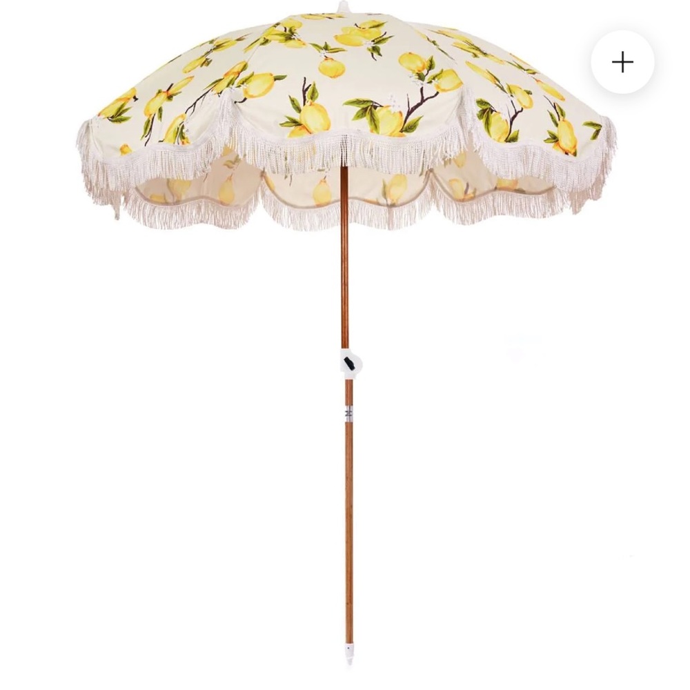 Lemon Print Beach Umbrella with Fringe